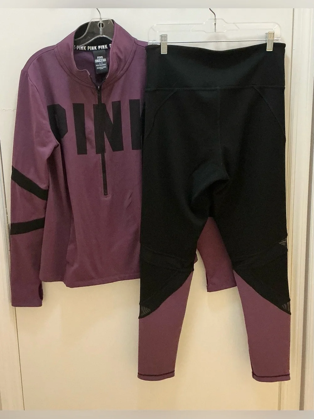 PINK VS Quarter-Zip Pullover & Legging Set — Plum and Black - Picture 2 of 5